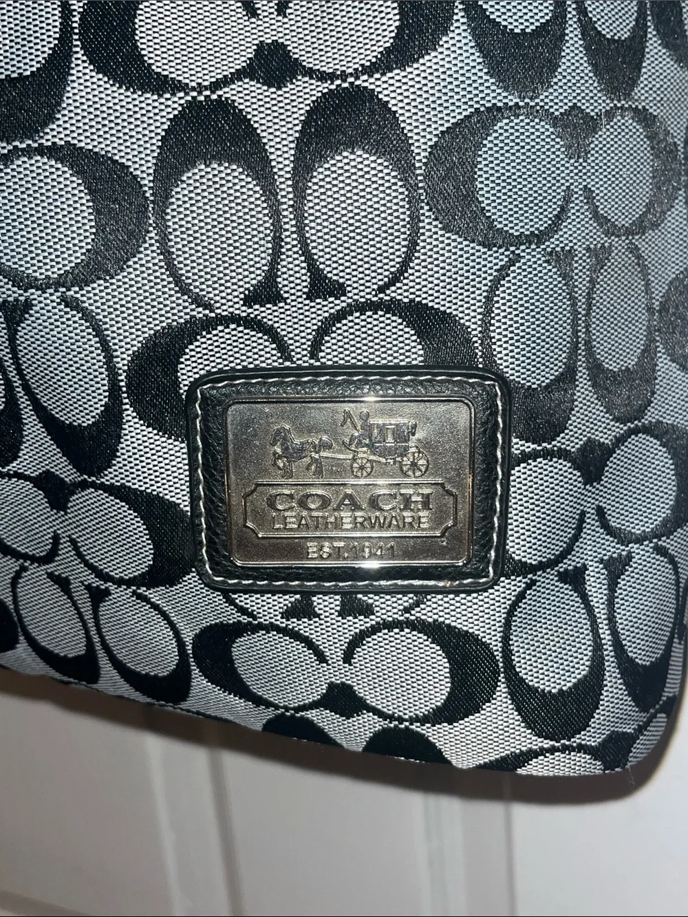 Coach Black and Gray Signature Tote